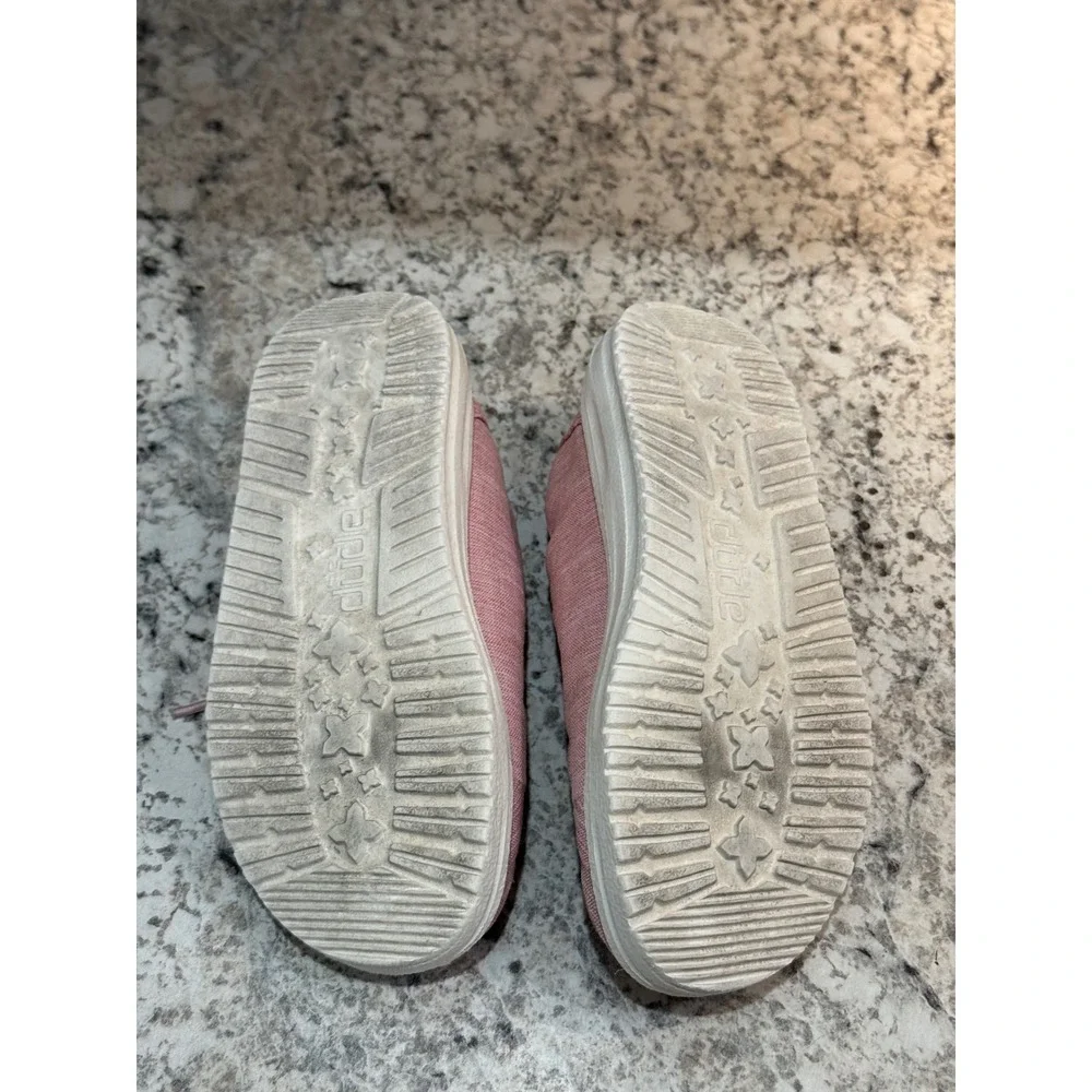 Hey Dude Wendy Youth Shoes Kids Size K12 Pink Linen Cotton Candy Loafers